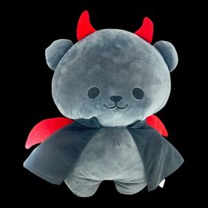 Fukuya Stuffed BearDevil Big Plush 14" Kawaii Halloween Gray Red